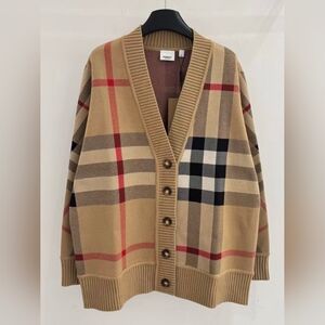 Burberry Check Wool Blend Cardigan